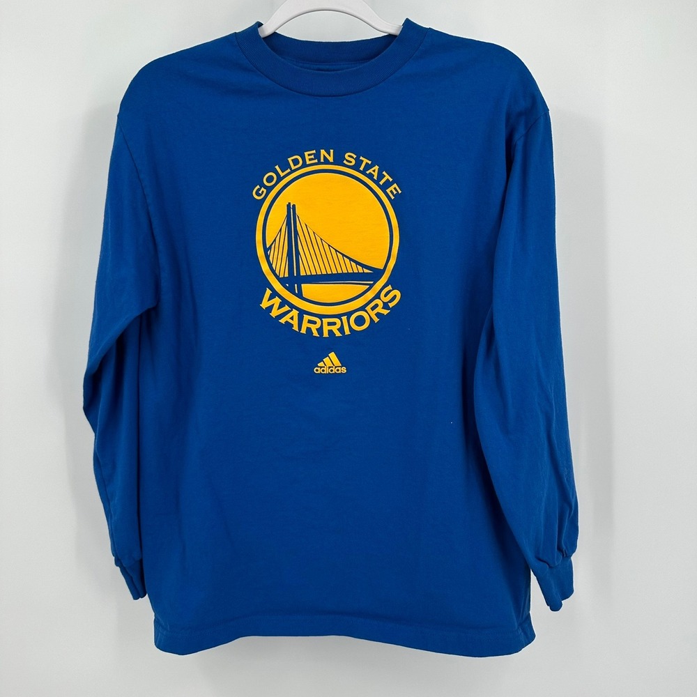 Adidas Golden State Warriors Mens Size M Blue Long Sleeve Graphic T-Shirt NBA
